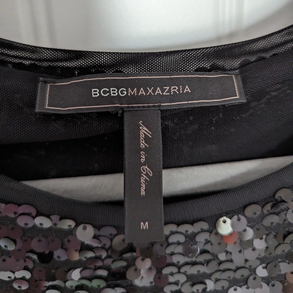 BCBG Max Azria Black Long-Sleeve Sequin Mini Dress - Picture 4 of 5